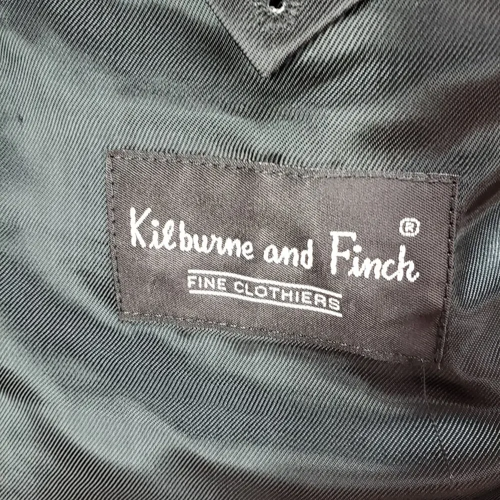 Kilburne and Finch Men's Gray Pinstriped Wool Blend Blazer Jacket Size 43R/W37